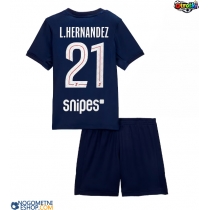 Otroški Nogometni dresi Paris Saint-Germain Lucas Hernandez #21 Domači 2025-26 Kratek Rokav (+ Kratke hlače)